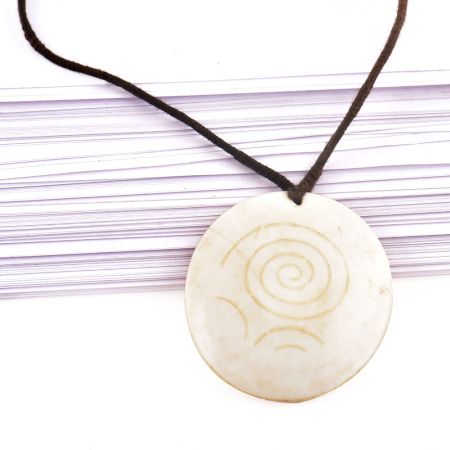 Spiral Design Sea shell Pendant With Black Cord