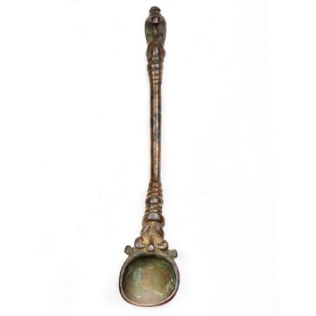 Brass Holy Water Spoon With Carved Finial 