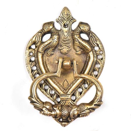 Magnificient Peacock Carved Brass Door Knocker