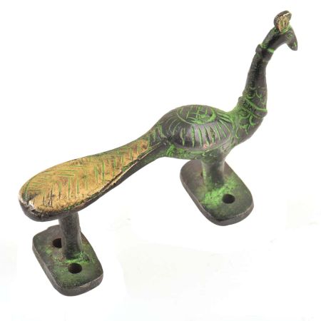 Brass Green Patina Peacock Door Handle