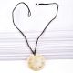 Round Engraved White Shell Pendant With Black Cord