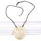 Single Sea Shell Pendant With Engraved Design With Black Cord