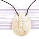 Tribal Figure Engraved Sea Shell Pendant With Black Cord
