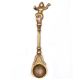 Brass Havan Holy Water Spoon With Leaves Krishna Finial