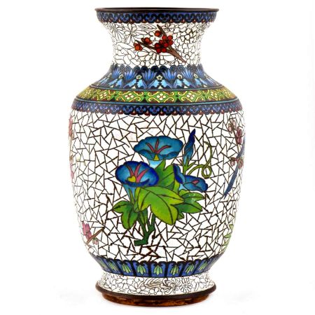 Cloisonne Enamel Vase Decorated with Bird And Crackled Flowers Design