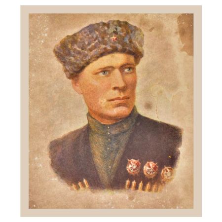 Print  of an Old German Soldier in Soviet Cap
