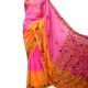Pink Yellow Floral Embroidered Georgette Sari