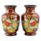 Cloisonne Vases  Rust Floral Ground Polychrome Flower Baskets(Set of 2)
