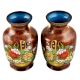 Cloisonne Vases  Rust Floral Ground Polychrome Flower Baskets(Set of 2)