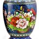 Pair of Cloisonne Vases  Blue Floral Ground With Polychrome Flower Baskets(Set of 2)