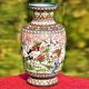 White Cloisonne Vase w/CRANES & Flower Blossoms