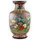 Blue Cloisonne Vase w/CRANES & Flower Blossoms