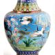 Cloisonne Enamel Scenic Crane And Clouds Floor Vase(Set Of 2)
