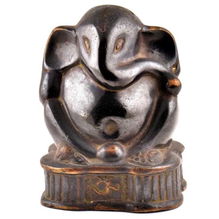 Black Brass Sitting Ganesha Statue