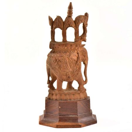 Handcarved Wooden Art Sculpture Maharaja ElephantÂ 