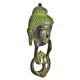 Brass Buddha Face Door Knocker in Rich Green Patina