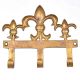 Set of 3  Brass Fleur De Lis Triple Wall Hooks