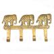Brass Key Holder for 4 keys Wall Decor 3 Elephants Design