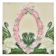 Vintage Ceramic Tile With Flower Wreath Design