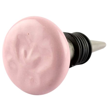 Ceramic Flat Wine Stopper in Pink Flower