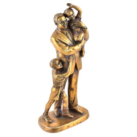 Exquisite Brass Father and Children Statue 