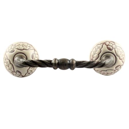 Brown Leaf Flower Etched Ceramic Cut Bridge Handle Online