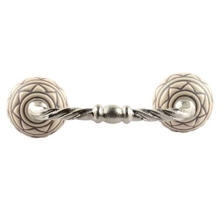 Brown Pattern Etched Ceramic Cut Bridge Handle