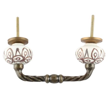 Etched Ceramic Cut Bridge Handle in White