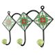 Ceramic Floral Tile Hook in Lime Green