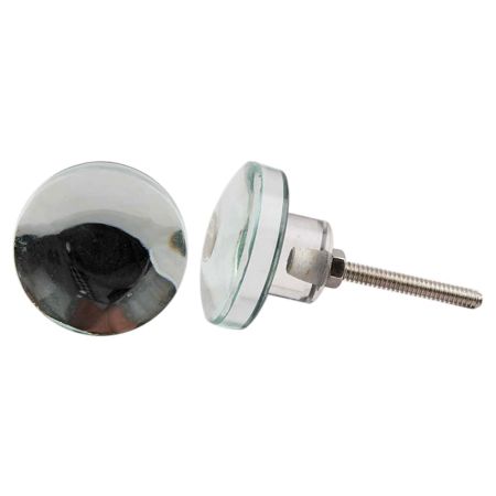 Silver Flat Dresser Glass Knob