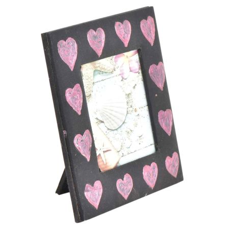 Handpainted Pink Hearts Photo Frame