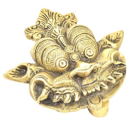 Golden Brass Yali Face Door On Brass Plate