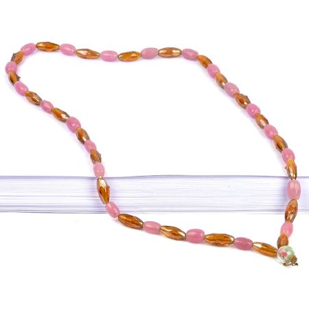 Brown Pink Mixed Bead Necklace
