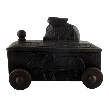 Hand Carved Nandi Wooden Box For Spices