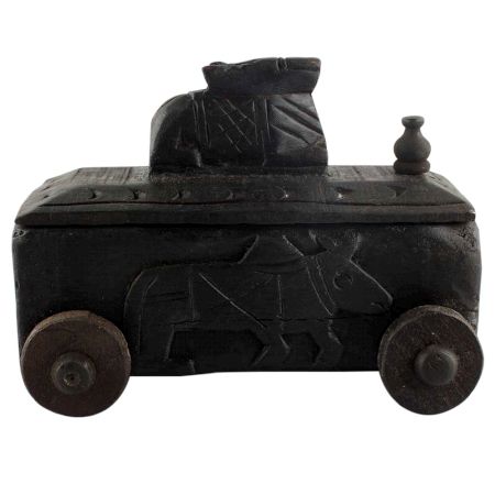 Carved Vintage Handcrafted Old Nandi Wooden Spice Box