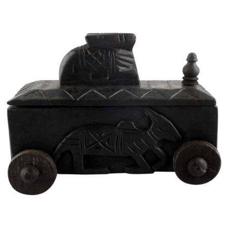 Old Nandi Wooden Box Indian Handicraft