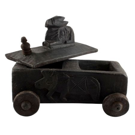 Vintage Handcrafted Old Nandi Wooden Spice Box South India Box