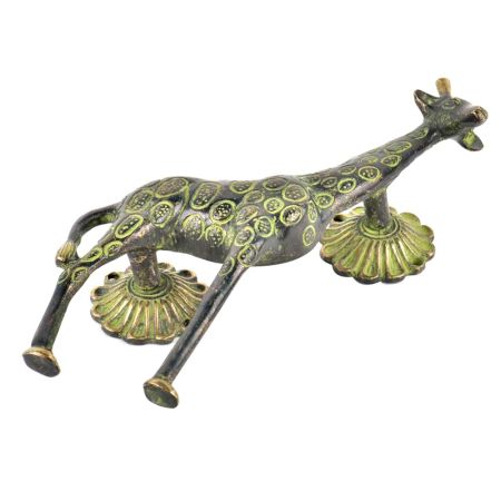 Green Patina Rich Brass  Giraffe Door Pull Handle