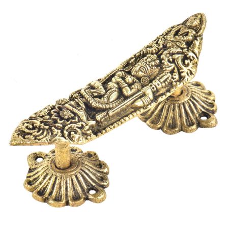 Finely Carved Kali Maa Idol On Brass Door Handle