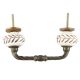 White Etched Ceramic Floral Bridge Handles