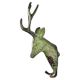 Brass Deer Head with Two Hooks And Green Patina