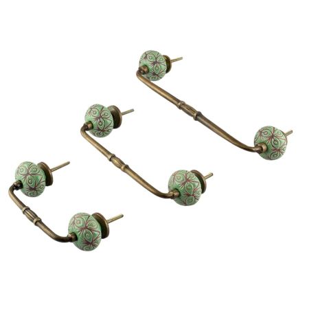 Pea Green Etched Ceramic Bridge Handle