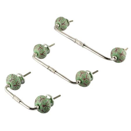 Pea Green Etched Ceramic Bridge Handle