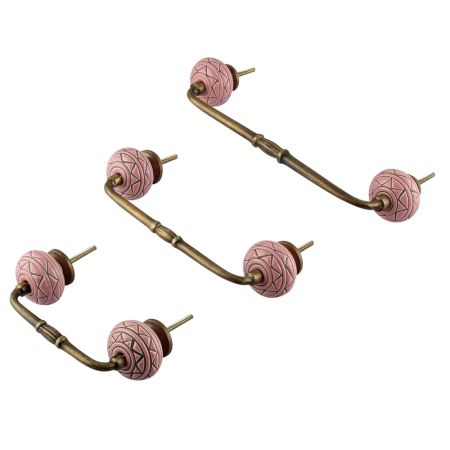 Pink Pattern Etched Ceramic Bridge Handle