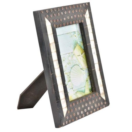 Handmade Black Embellished Metallic flowers Designer Photo Frame