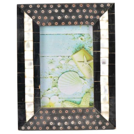 Handmade Black Embellished Metallic flowers Designer Photo Frame