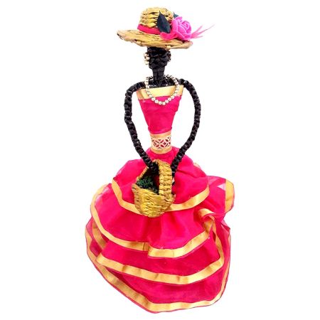 African Doll Showpiece With Four Frill in Pink Colour