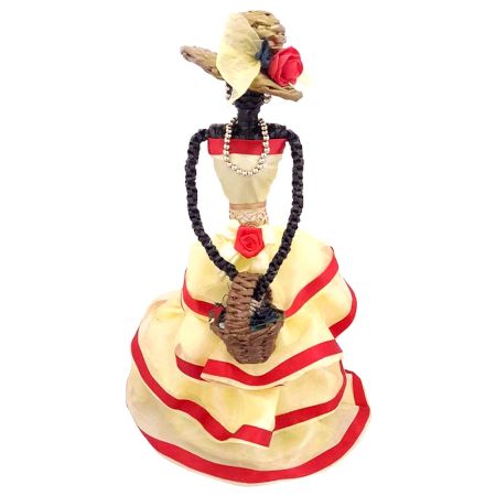 African Doll Showpiece With Four Frill in Yellow Colour
