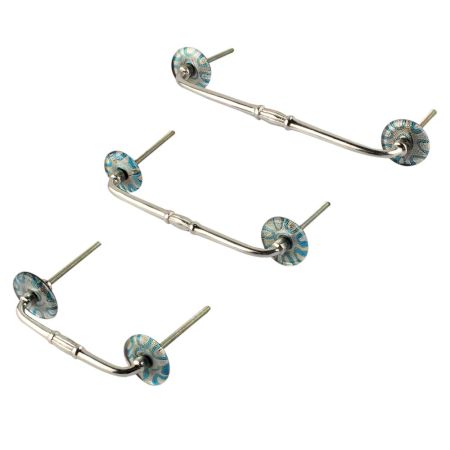 Turquoise with Silver Flat Glass Drawer Bridge Handles Online