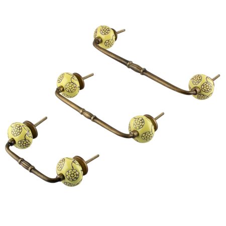 Brown Marigold Etched Ceramic Floral Bridge Handle